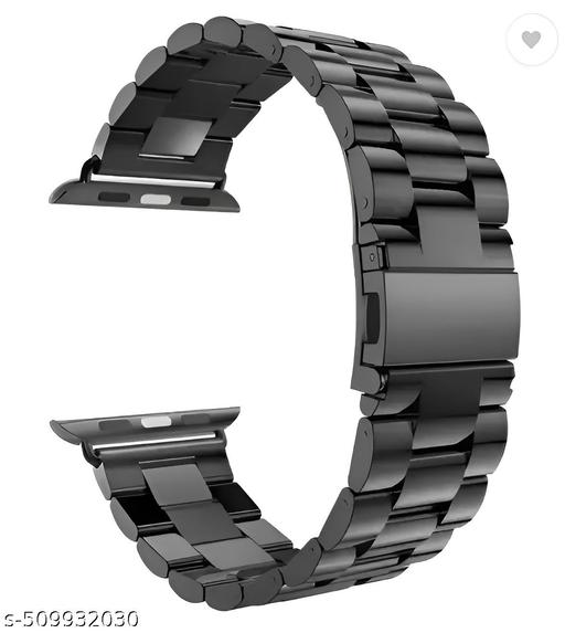 Gadget Garden  Stainless Steel Metal Chain Butterfly Closure Lock with Folding Metal Claps Classic Buckle Wrist Watch Strap, 42mm/44mm for watch Series 1/ Series 2/ Series 3/ Series 4/ Series 5 (Watch Not Included Only) Smart Watch Strap  (Black)