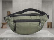 FLEXING Waterproof  Unisex Green Waist Bag | Multi-Pocket Crossbody Fanny Pack & Bum Bag for Travel, Running & Casual Use | Adjustable Strap