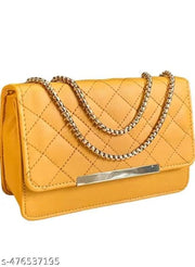 Sling bag | Women's Pu Formal Casual Stylish Shoulder Crossbody Sling Handbag With Double-handle Non-Detachable strap For Women & Girl (Yellow)