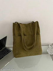 Corduroy Washable Trio Bag | Reusable Bag | Corduroy Smart Carry Bag For Women And Girls