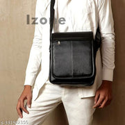 Faux Leather Small Sling Bag (Black)