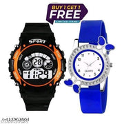 Trending Famous Stylish Boys Sports Watch + Womens/Girls Analog Watch Butterfly Pattern
