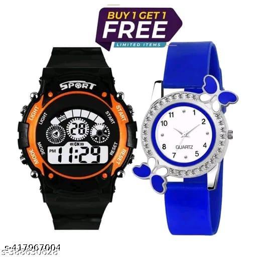 Trending Famous Stylish Boys Sports Watch + Womens/Girls Analog Watch Butterfly Pattern