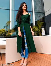 Trendy Attractive Stylish Solid Olive Off-Shoulder Kurtis for Women (Latest Design for Festive Season 2026)