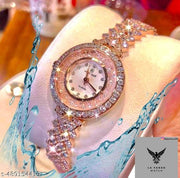 La-Fanco Luxury High Shine Waterproof Diamond Chain Analog Watch For Girls