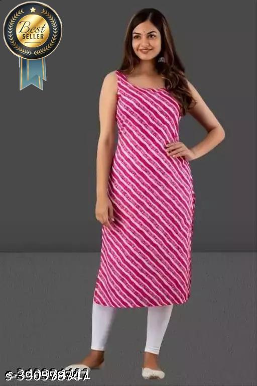 Polyster/Crepe fabric-WOMEN PRINTED A-LINE KURTI