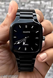 Stylist Explorer & Business Casual Black Dial With Black Steel Chain Belt Watch for Men & Boys