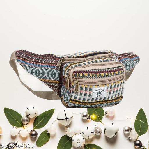 KRYSTAL Eco-Friendly Boho Hippie Style Hemp Fanny Pack Blue Hip Waist Bag for Hiking Running Jogging (Multicolour) Pack of 1