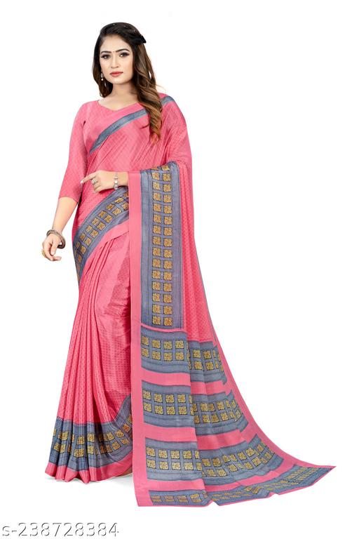 Latest Crepe Uniform Saree For Women Under 350