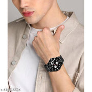 Black Stainless Steel Chain Analog Watch - For Men
