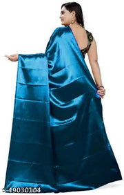 Sana Silk Satin Silk Blue  Saree With Blouse