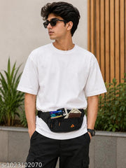 Premium Black Waist  Bag Fanny Pack Unisex Black Waist Bag With Adjustable Strap Multiple Zippers Waist Bag Fanny Pack Chest Bag Travel Bag Mobile pouch