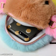 Colorful Plush Mixed Color Crossbody Shoulder Rabbit Bag Cute Girl Imitation Rex Rabbit Fur Messenger Bag Cute Bag For Girls