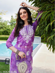 Women's purple  Georgette Embroidered  Kurta
