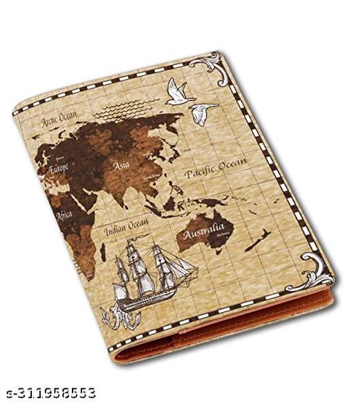 Shoprider Printed Passport Case/Card/Travel Document Holder for Travel Use,Passport Cover Holder Sleeve,Passport Wallet Leather Brown