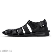 WALKAROO Men Fisherman Sandal with Premium PU Upper, Closed Toe Front, Soft Cushion Sole, Daily Wear Sandals 13505 Black