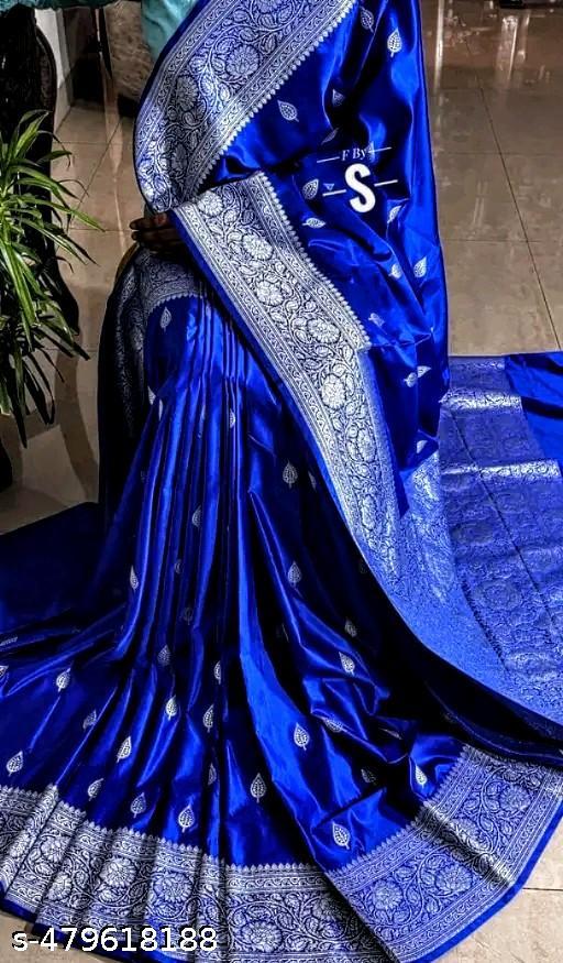 Royal Blue Banarasi Silk Saree with Silver Zari Work