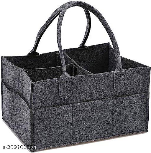 Diaper Caddy Bag for Baby Diaper Caddy Organizers - Felt Storage Mother Bags - for Diaper & Baby Wipes, Nursery Storage Foldable and Portable, 11.5x6x8 inches(Dark Grey)