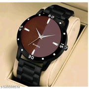 Yolako Men  Watch Brown line Dial Bumpper Pu Black Belt Men and Boy Watch