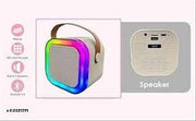 Portable Bluetooth Speaker with Wireless Microphone | Karaoke Speaker with RGB Lights | Rechargeable Mini Speaker - White Color