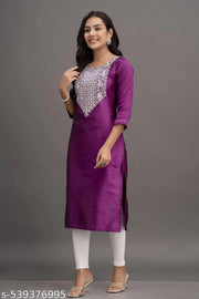 Straight Embroidered Kurta For Women And Girls