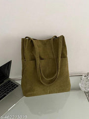 Lightweight Office Casual Corduroy Washable Bag for Teen Girls Women