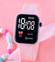 Trendy Pink Colour Small Led Light Digital Watch for Girls n Womens