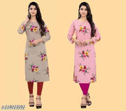 Polyster/Crepe fabric-Kashvi Refined Kurtis Combo Pack Of 2 Pcs.