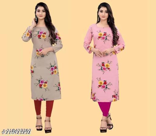 Polyster/Crepe fabric-Kashvi Refined Kurtis Combo Pack Of 2 Pcs.