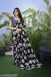 Daily Wear georgette Saree with unstitched Blouse Piece