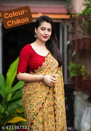 Georgette Printed Saree (With Lace)