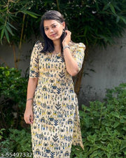 Beige Ethnic Printed Rayon Kurti for Women | Traditional Warli Art Design | Daily Wear & Office Wear