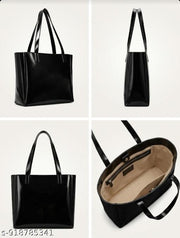 Spacious Tote Bag For Womens Handbag Ladies Purses, With Zip Closure Shining Synthetic Leather