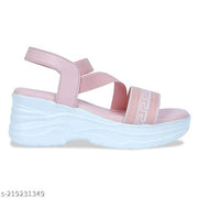 EVOLTAR Women's Stylish Wedge Sandals with Striped Polyester Straps | Comfortable Wedge Heel | Synthetic Leather Upper | Perfect for Daily Wear, Casual Outings, and Parties | Lightweight Design for All-Day Comfort