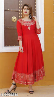 Women's Printed Rayon Anarkali Kurti