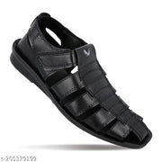 WALKAROO Men Fisherman Sandal with Premium PU Upper, Closed Toe Front, Soft Cushion Sole, Daily Wear Sandals 13505 Black