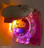 Trendy Pink Colour Kitty Cartoon Musical n Disco Light Digital Watch for Kids Girls