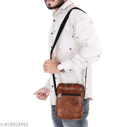 Zerus Unisex PU Leather Sling Bag Cross Body Travel Bag for Men & women