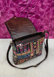 Classic Women Blue PU sling bag/Cotton Fabric sling bags for women/Full handwork bag/Party wear and wedding bag for women
