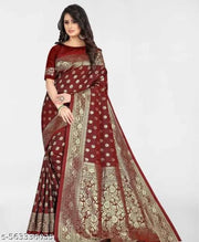 Trendy Jacquard Banarasi Silk Saree for Women | Designer Self Design Zari Woven Kanjivaram Art Silk Saree | Signagraph Pure Silk Look Saree