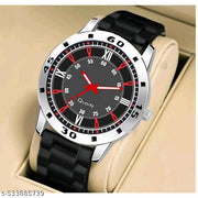 Medboo Silver Cash Black Pu Bump Belt Boy and Men Watch