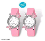 TRENDING BUTTERFLY DIAMOND GIRLS WOMEN BEAUTIFUL ANALOG WATCH COMBO |  Trendy Butterfly Diamond dial Latest Collection Women's & Girl's