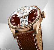 3D Glass Date Display Dial Leather Belt Analog Watch - for Men