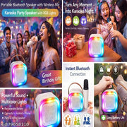 Mini Karaoke Speaker with Wireless Microphone | Bluetooth LED Party Speaker for Kids