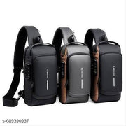 CLASSY WAIST USB BAG GOOD LOOK TRENDING CROSS SLING BUSINESS CASH BAG WITH USB POWER PORT CONNECTION MULTICOLOURED WAIST BAG