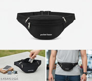 Hiking Cycling Sports Waterproof Large Capacity Kamar Bag Fanny Pack Waist Bag (Black)
