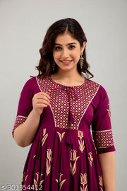 Women Rayon Floral Printed Amaira Anarkali Kurtis