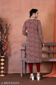 1. Maroon Paisley Printed Ethnic Kurti for Women | Elegant Full Sleeve Style