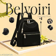 Belvoiri New Classic Nylon Solid Multi Pocket Edition Backpack for Women/Girls- College Travel Casual Use
