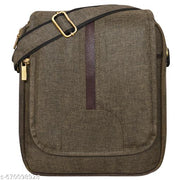 LOREM Khaki Stylish Linen Textured Cross  Sling Bag For Men SL08